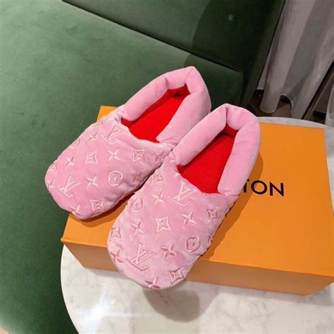 pink fluffy louis vuitton slippers|pink lv slides.